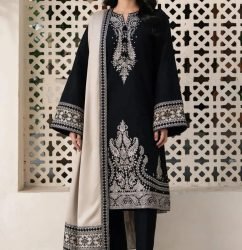 3 Pcs Women's Unstitched Embroidered Suit